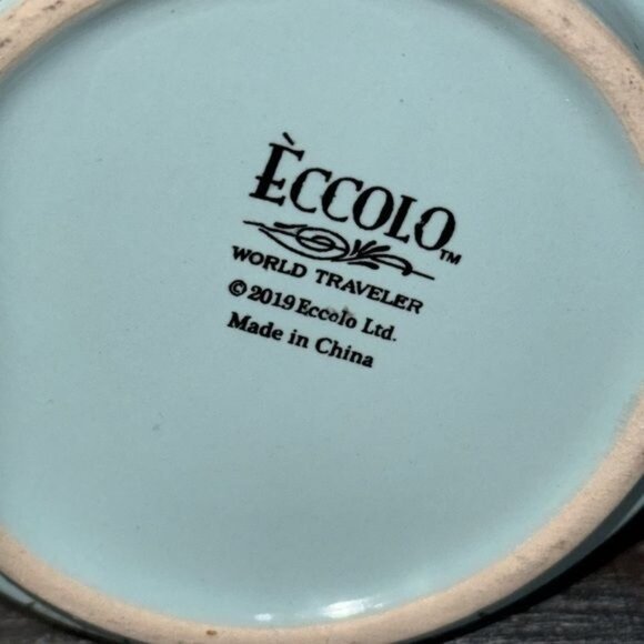 Éccolo World Traveler Turquoise & Black Speckled Ceramic Mug 2.5" H x 3.5" D - Picture 3 of 5